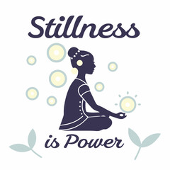 Woman meditating stillness is power yoga mindfulness peace serenity