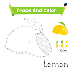 Handwriting Practice. Trace And Color The Lemon Which Is Perfect. Vector Illustration Adobe Stock