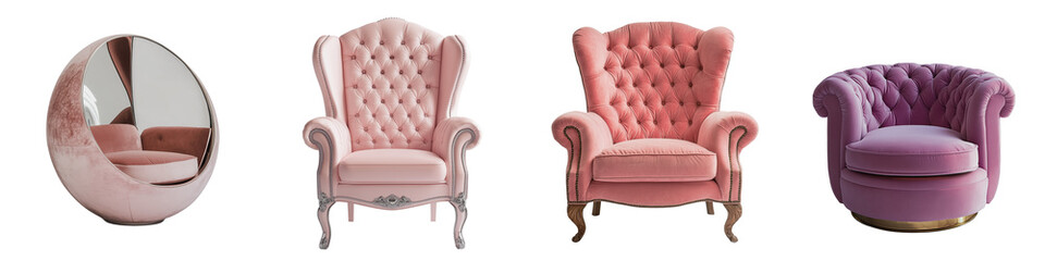 Luxury vintage-style armchair isolated on transparent background
