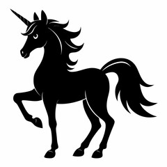 unicorn silhouette vector black on white background