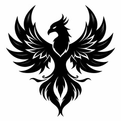 phoenix silhouette vector black on white background