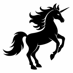 unicorn silhouette vector black on white background