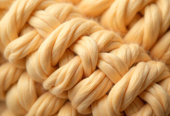 Soft Yellow Braided Yarn Texture Close-up