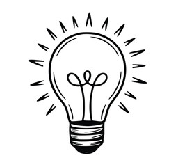 Bright Idea Lightbulb Sketch Graphic Design Element for Inspiration Innovation and Creativity Concepts, silhouette