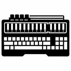 mechanical keyboard silhouette vector black on white background