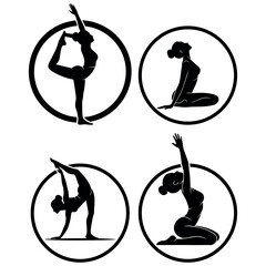 Collection of Yoga Poses in Circular Frames