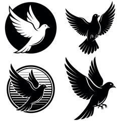 Collection of Dove Silhouettes in Flight