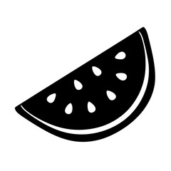 Simple and Bold Black and White Vector Illustration of Watermelon Slice