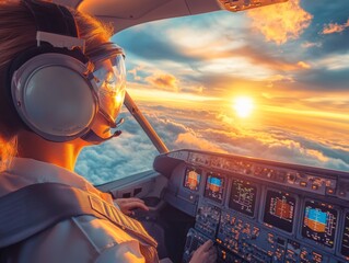 selective focus, a cargo plane pilot preparing for takeoff