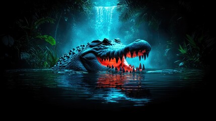 Nightfall in the Jungle: A Crocodile's Lair