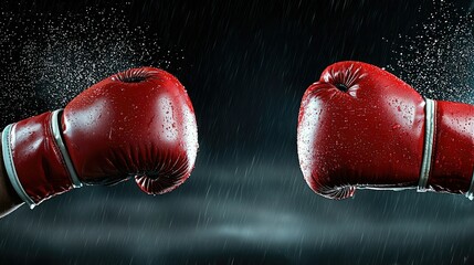 Boxing Gloves Showdown: A Rainy Day Duel