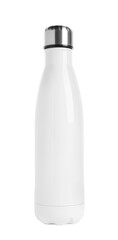 One metal thermo bottle isolated on white