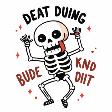 Happy skeleton dancing deat duing bude knd diit halloween design