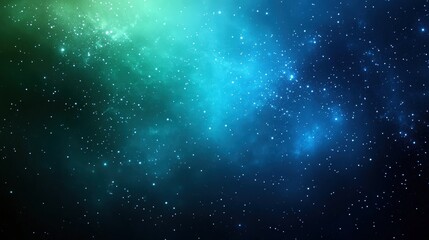 Obraz premium A vibrant cosmic scene with countless stars scattered across a glowing blue and green nebula, evoking the vastness of outer space.
