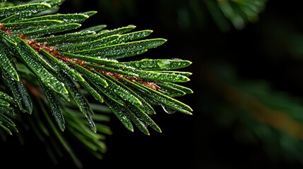 Dew-kissed Pine Branch: A Macro Study of Nature's Elegance