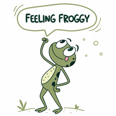 Happy frog feeling froggy cartoon illustration