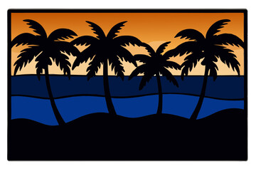 Elegant Palm Tree Silhouette Against Sunset for Creative Projects