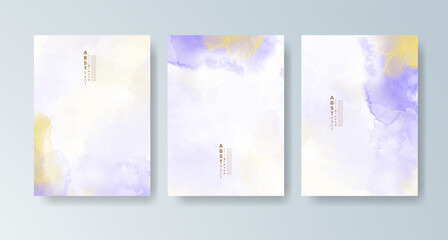 Set of cards with bright colorful vector watercolor background. Design for your date, postcard, banner.