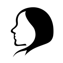 Monochrome depiction of a woman's profile with distinctive hairstyle in elegant style