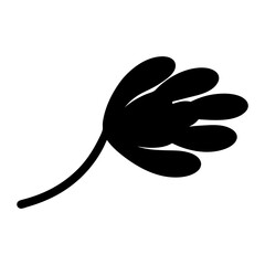 Stylized whimsical floral vector silhouette, a simple botanical illustration isolated on white