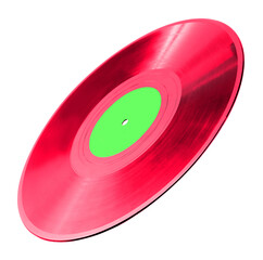 One color vinyl record on white background