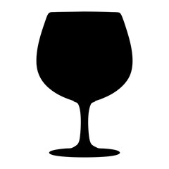 Black silhouette illustration of an elegant wine glass on a white background