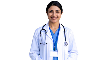 Fototapeta premium Confident Indian Nurse Smiling on Transparent Background PNG