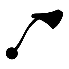 Stylized black arrow with a curved shaft and round base, pointing up