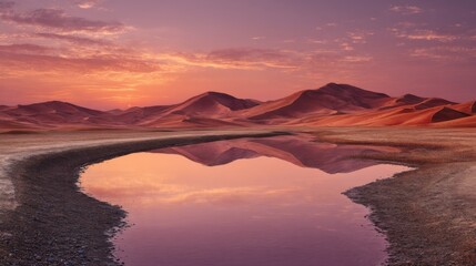 Obraz premium Desert Sunset Reflection in Still Water