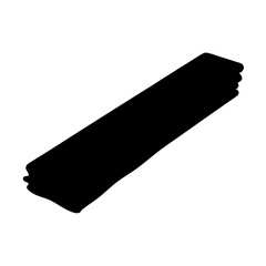 A black brush stroke on white background creating a strong visual contrast