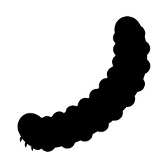 Silhouette of a caterpillar with many segments crawling on a white background