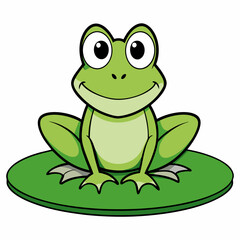Fototapeta premium Frog on Lily Pad vector illustration on white background