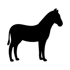 Silhouette of a graceful horse standing tall against a white background