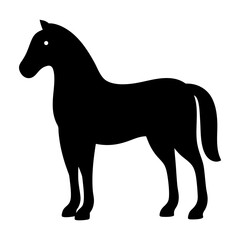 Simple black silhouette of a standing horse viewed from the side