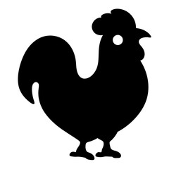 Simple black silhouette of a rooster standing tall on its feet