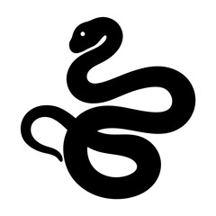 Black silhouette of a coiled snake with a small eye, isolated image