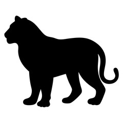 Black Panther Silhouette Standing in Profile, Majestic and Powerful Creature
