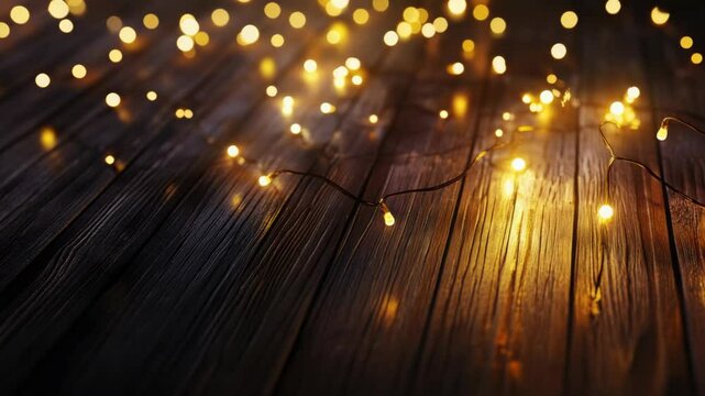 Decorative string lights arranged in a row on table surface, creating festive and inviting atmosphere.