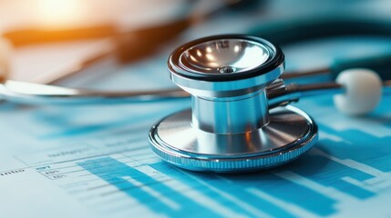 A close-up of a stethoscope resting on medical papers and charts, symbolizing health care, medical examination, and the importance of monitoring personal health.