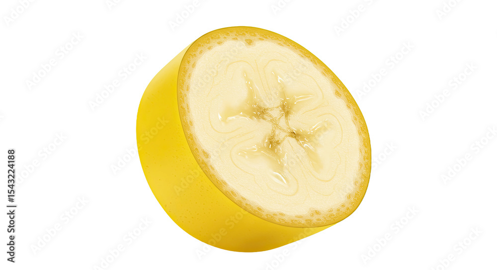 Aufkleber close-up view of a fresh ripe banana slice isolated on a black background