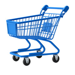 Blue shopping cart isolated on white background