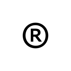 ® registered trademark icon. Circled R symbol. Letter R in circle sign