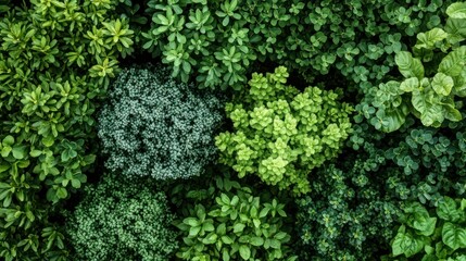 Lush green foliage, diverse textures and shades