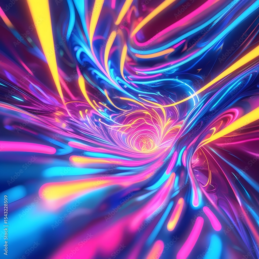 Fototapete The abstract background features neon lights pulsating a kaleidoscope of colors, creating a dynamic energy and movement, with subtle texture and gradient effects adding depth and visual interest.