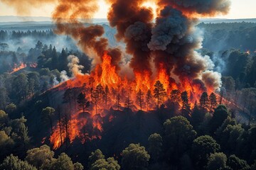 Fototapeta premium Spectacular Aerial Thermal Imaging of Forest Fire Dynamics