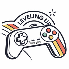 Retro game controller leveling up design element