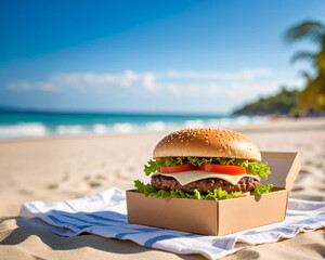 délicieux hamburgers à déguster sur la plage