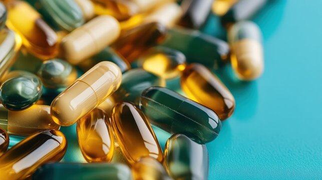 A vibrant array of vitamins and dietary supplements spills across a bright surface, representing health, wellness, and the importance of nutrition in modern life.