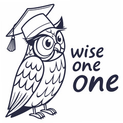 Wise owl graduate cartoon illustration transparent background