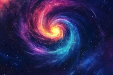 Obraz premium A spiral galaxy, with vibrant colors and swirling patterns, set against the backdrop of deep space. The stars form intricate shapes around 